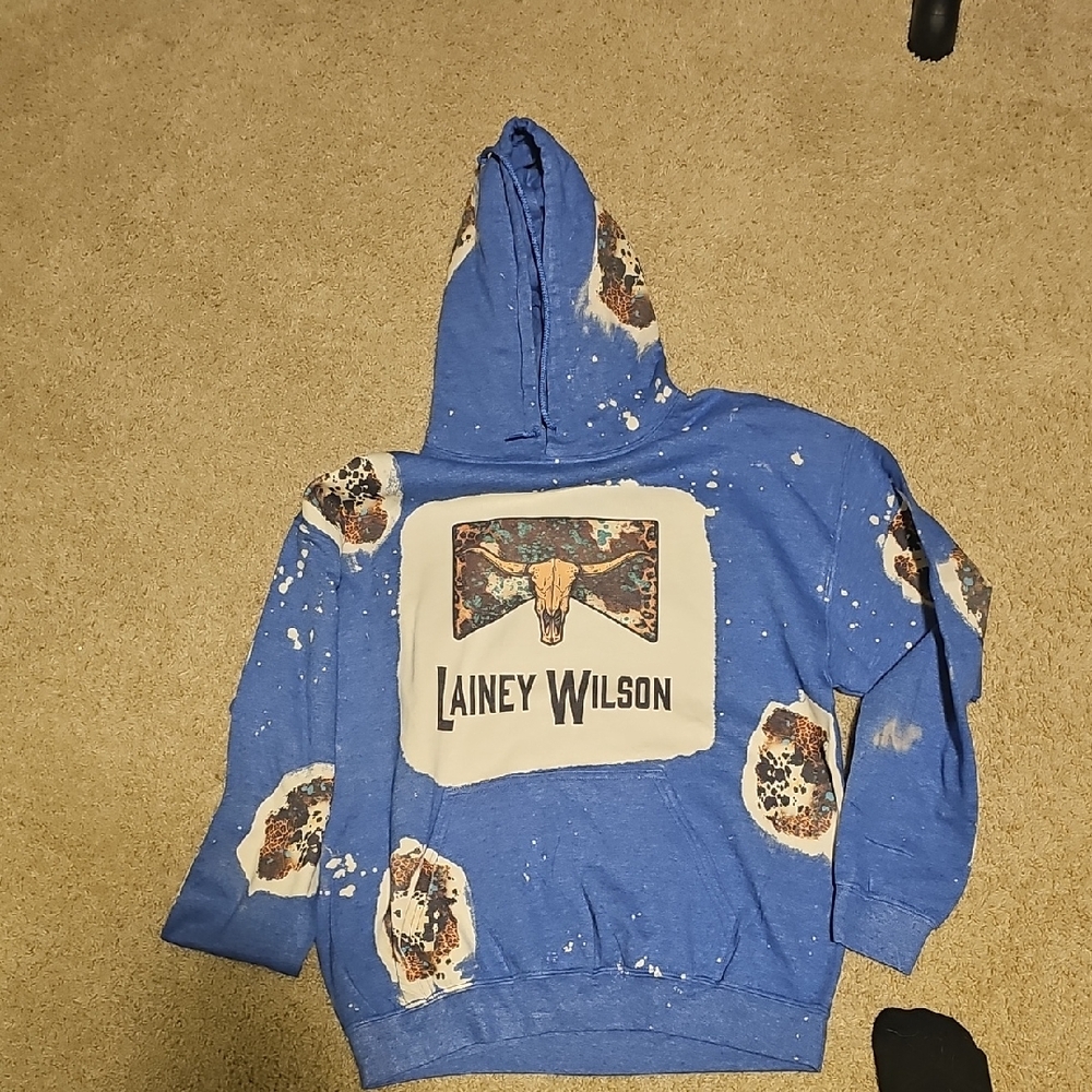 Blue Lainey Wilson Hoodie with Graphic Design